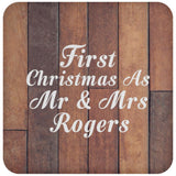 First Christmas As Mr & Mrs Rogers - Drink Coaster E