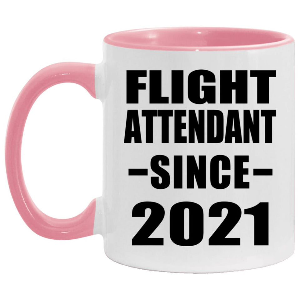 Flight Attendant Since 2021 - 11oz Accent Mug Pink
