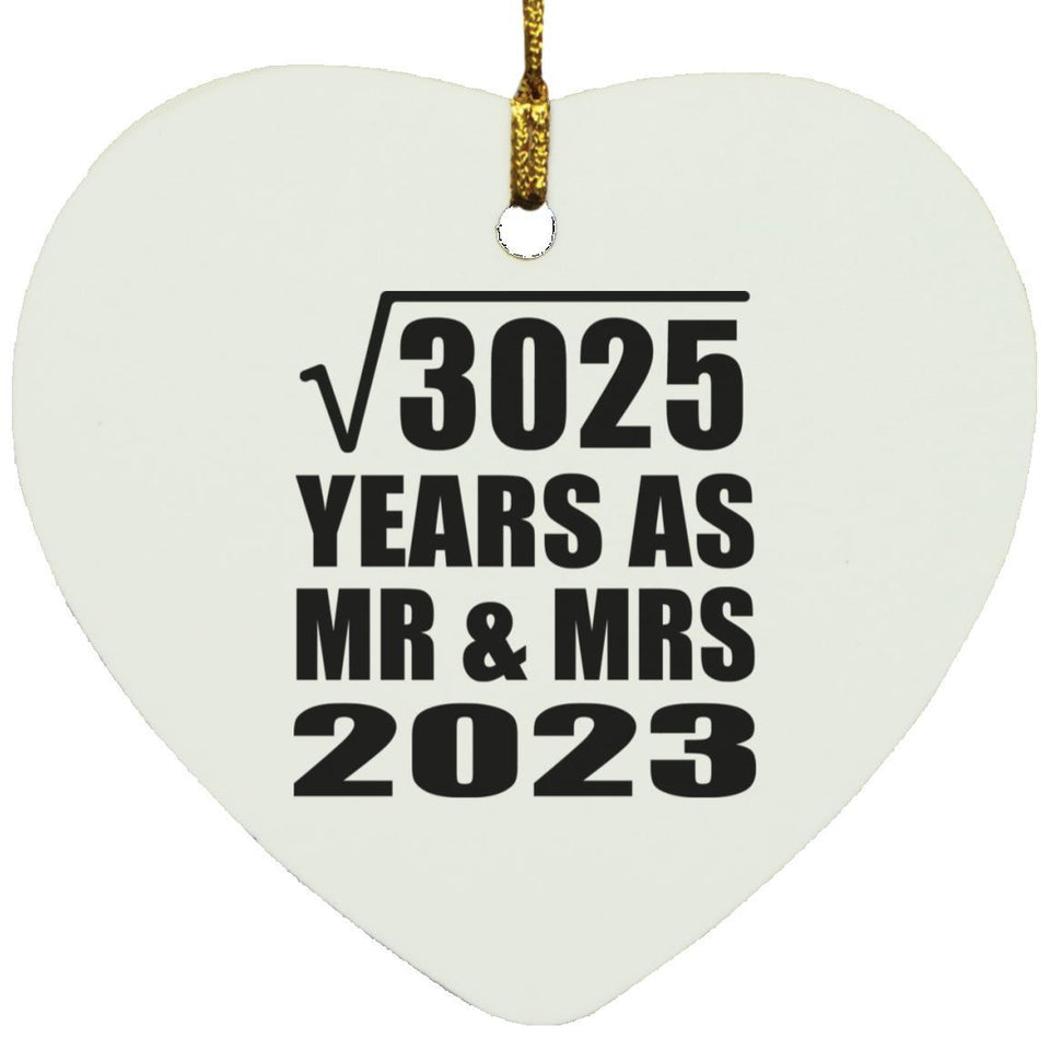 55th Anniversary Square Root of 3025 Years As Mr & Mrs 2023 - Heart Ornament