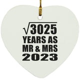 55th Anniversary Square Root of 3025 Years As Mr & Mrs 2023 - Heart Ornament