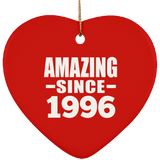 28th Birthday Amazing Since 1996 - Heart Ornament