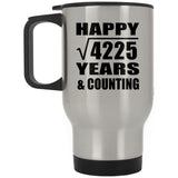 Happy 65th Anniversary Square Root of 4225 Years & Counting - Silver Travel Mug
