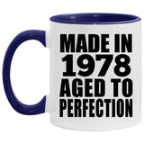 46th Birthday Made In 1978 Aged to Perfection - 11oz Accent Mug Purple