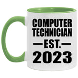 Computer Technician Established EST. 2023 - 11oz Accent Mug Green