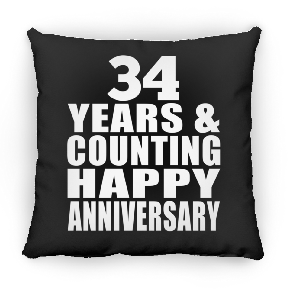 Happy 34th Anniversary 34 Years & Counting - Throw Pillow Black