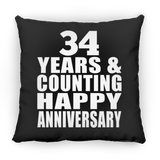Happy 34th Anniversary 34 Years & Counting - Throw Pillow Black