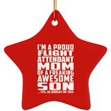 Proud Flight Attendant Mom Of Awesome Son - Star Ornament