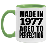 47th Birthday Made In 1977 Aged to Perfection - 11oz Accent Mug Green