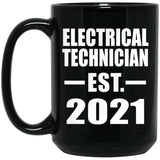 Electrical Technician Established EST. 2021 - 15oz Coffee Mug Black