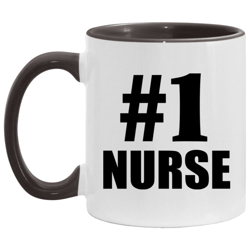 Number One #1 Nurse - 11oz Accent Mug Black
