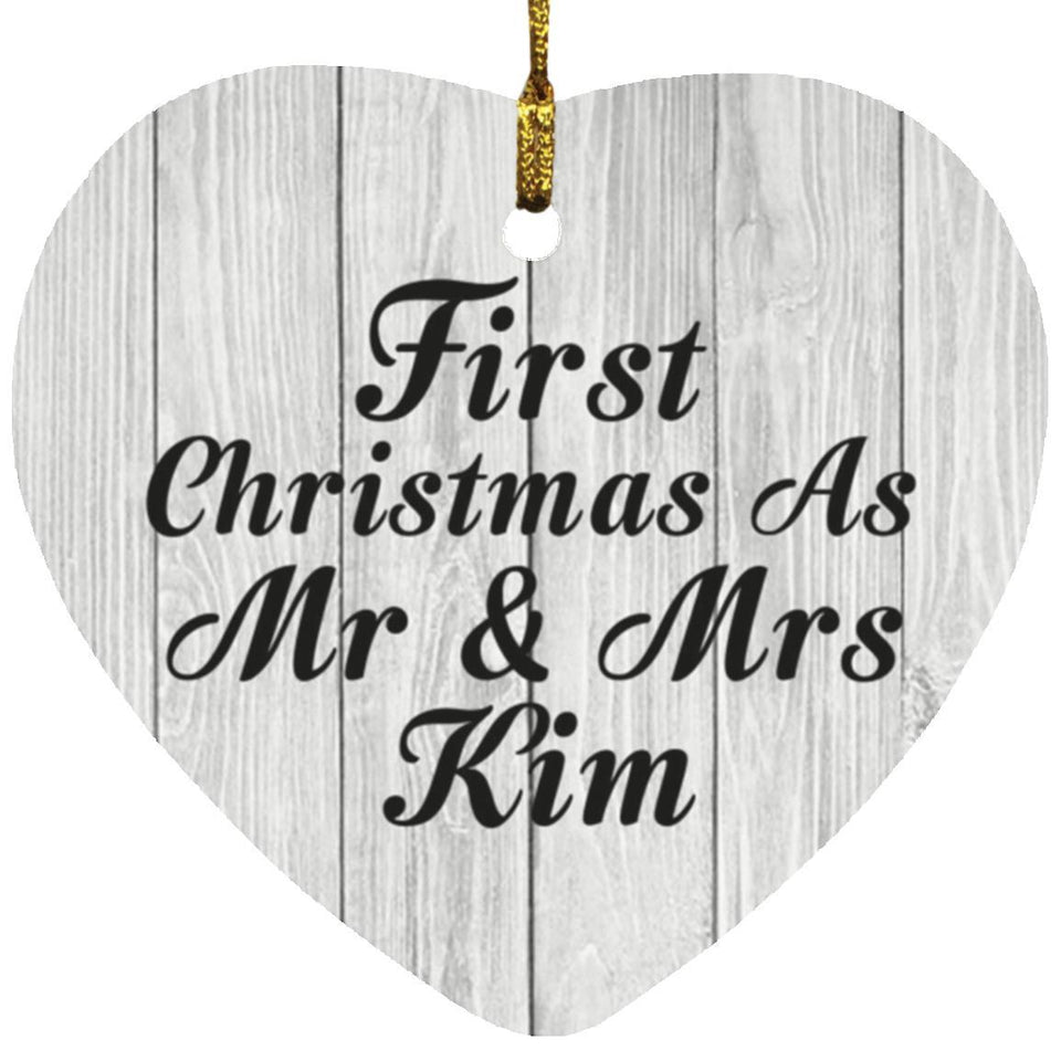First Christmas As Mr & Mrs Kim - Heart Ornament F