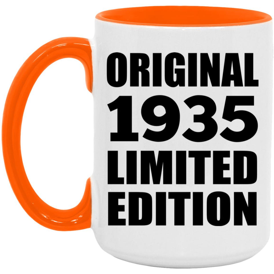 89th Birthday Original 1935 Limited Edition - 15oz Accent Mug Orange