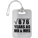 26th Anniversary Square Root of 676 Years As Mr & Mrs - Luggage Bag Tag