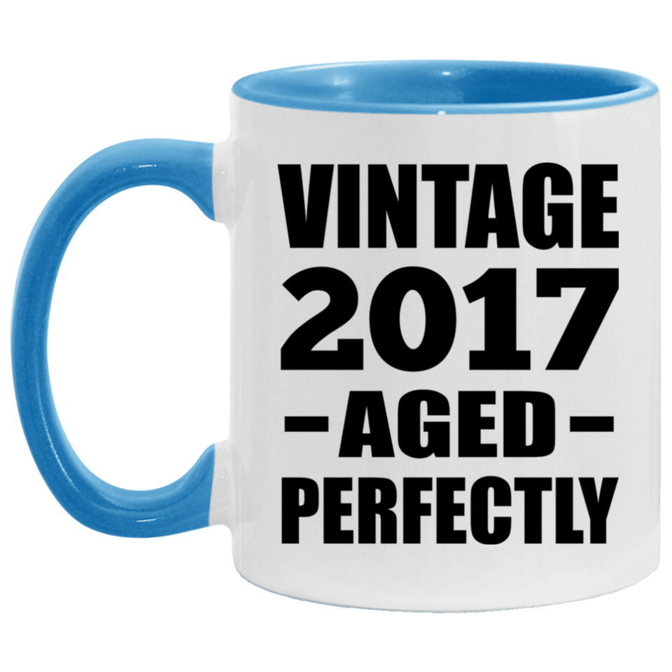 7th Birthday Vintage 2017 Aged Perfectly - 11oz Accent Mug Blue