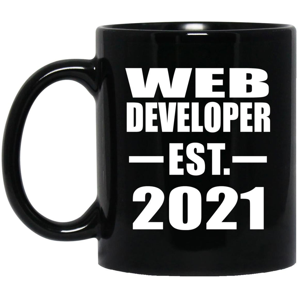 Web Developer Established EST. 2021 - 11oz Coffee Mug Black