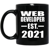 Web Developer Established EST. 2021 - 11oz Coffee Mug Black