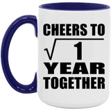 1st Anniversary Cheers To  Square Root of 1 Year Together - 15oz Accent Mug Purple
