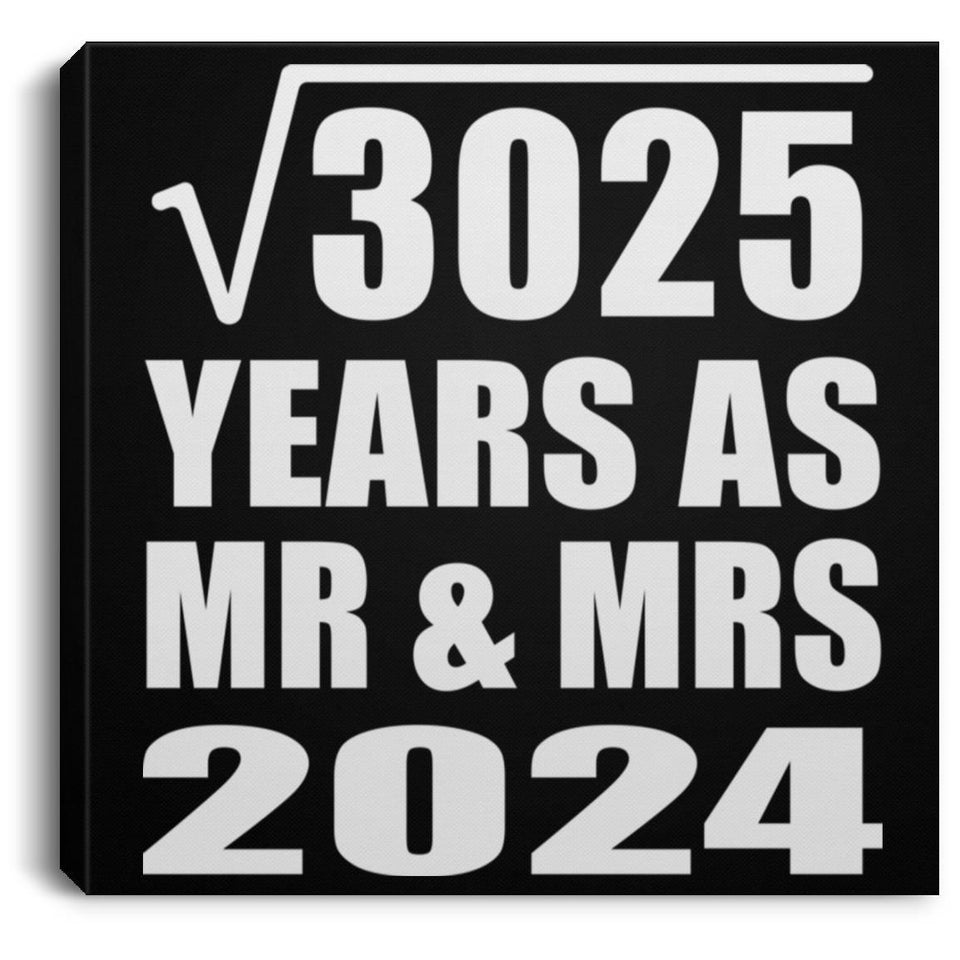 55th Anniversary Square Root of 3025 Years As Mr & Mrs 2024 - Canvas Square