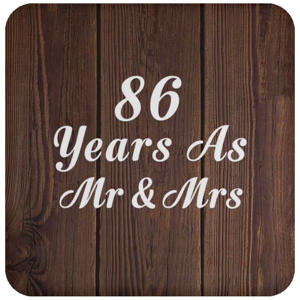 86th Anniversary 86 Years As Mr & Mrs - Drink Coaster D