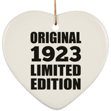 101st Birthday Original 1923 Limited Edition - Heart Ornament