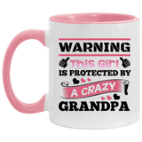 Warning This Girl Is Protected by A Crazy Grandpa - 11oz Accent Mug Pink