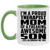 Proud Therapist Mom Of Awesome Son - 11oz Accent Mug Green