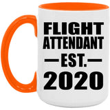Flight Attendant Established EST. 2020 - 15oz Accent Mug Orange