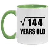 12th Birthday Square Root of 144 Years Old - 11oz Accent Mug Green