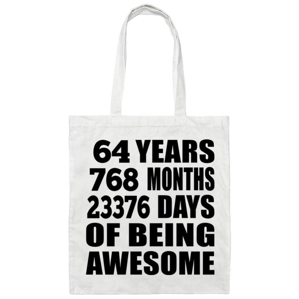 64th Birthday 64 Years 768 Months 23376 Days Of Awesome - Tote Bag White