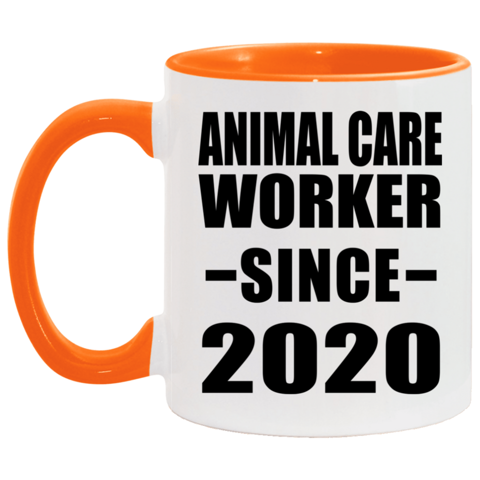 Animal Care Worker Since 2020 - 11oz Accent Mug Orange