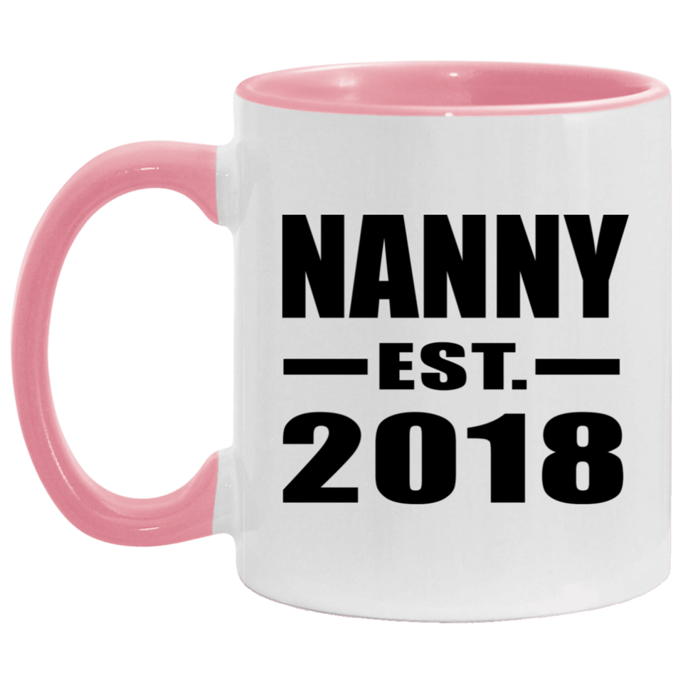 Nanny Established EST. 2018 - 11oz Accent Mug Pink