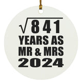 29th Anniversary Square Root of 841 Years As Mr & Mrs 2024 - Circle Ornament