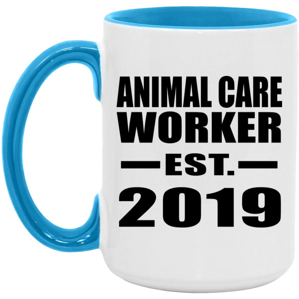 Animal Care Worker Established EST. 2019 - 15oz Accent Mug Blue