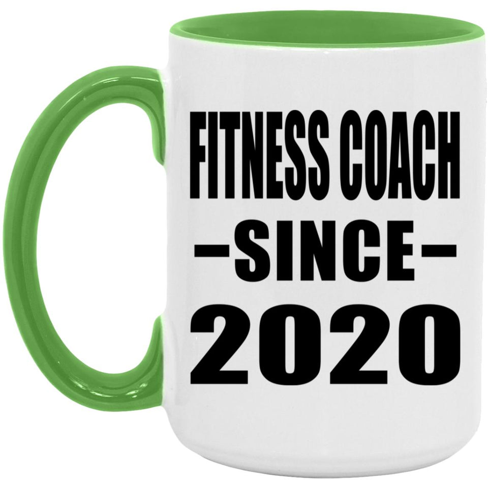 Fitness Coach Since 2020 - 15oz Accent Mug Green