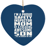 Proud Safety Inspector Mom Of Awesome Son - Heart Ornament
