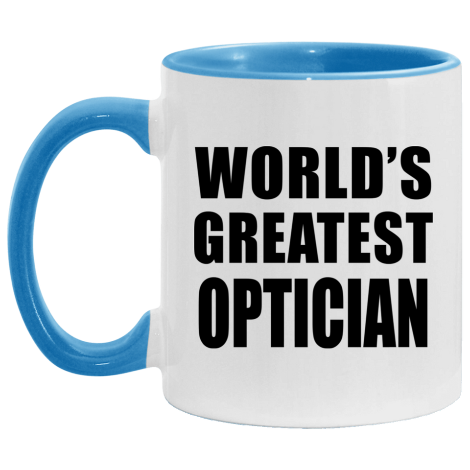 World's Greatest Optician - 11oz Accent Mug Blue
