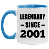 23rd Birthday Legendary Since 2001 - 11oz Accent Mug Blue