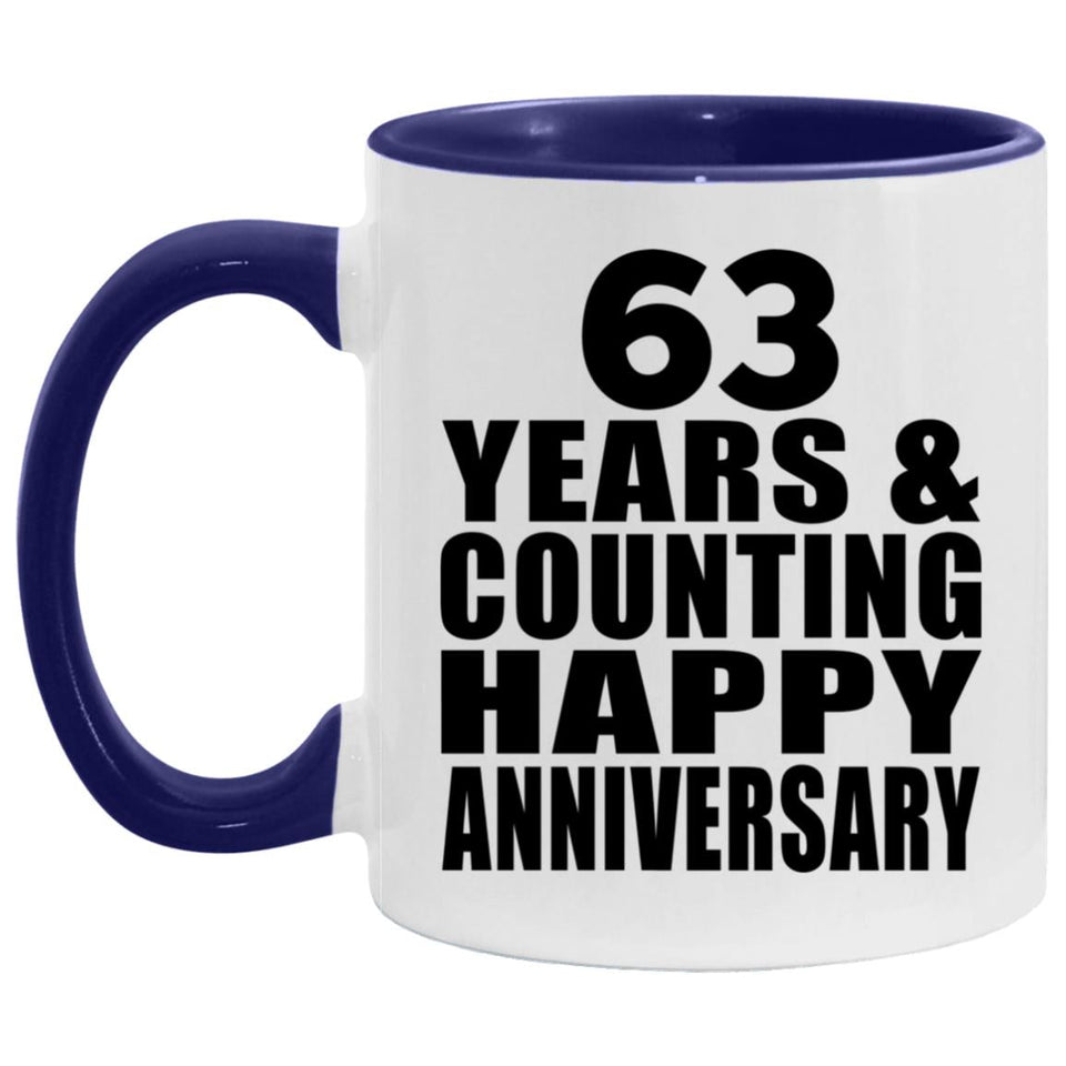 Happy 63rd Anniversary 63 Years & Counting - 11oz Accent Mug Purple