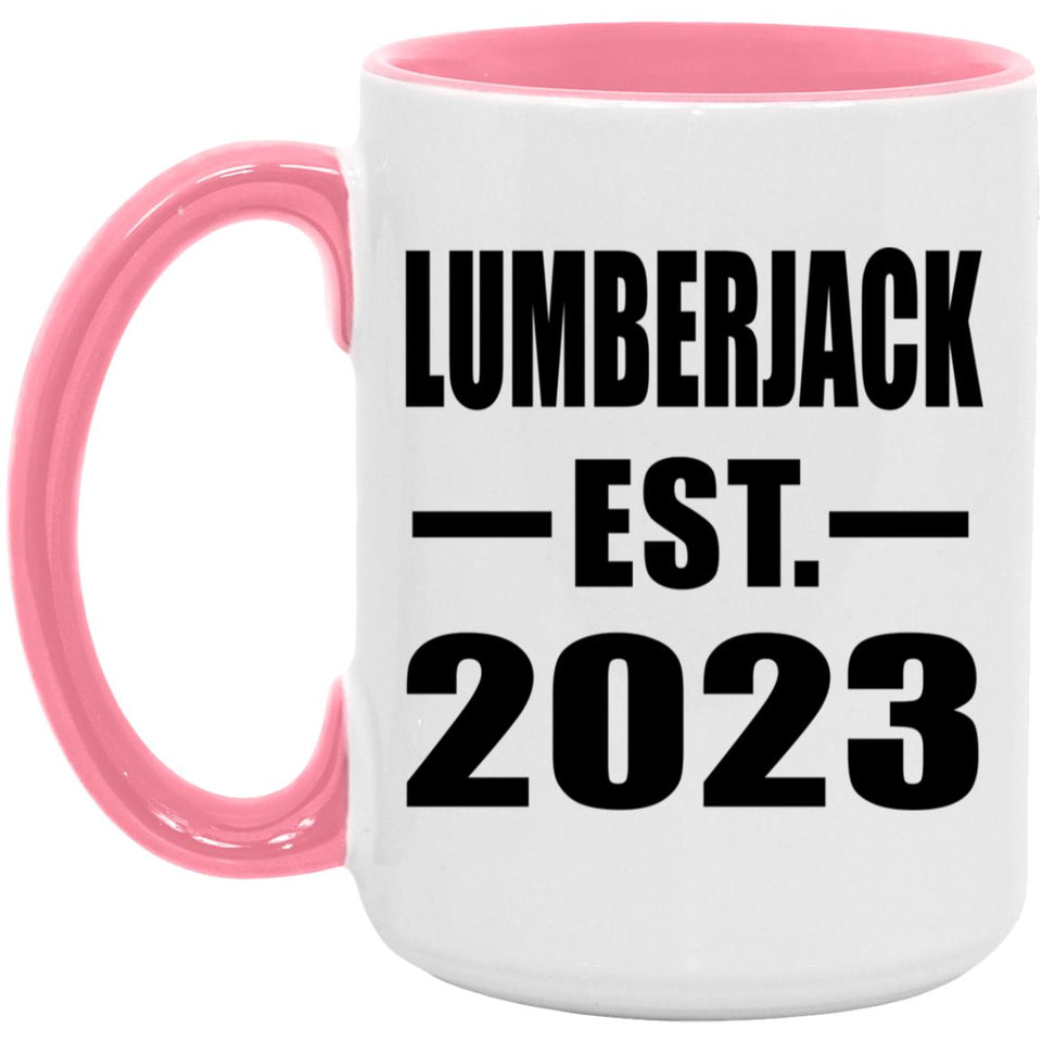 Lumberjack Established EST. 2023 - 15oz Accent Mug Pink