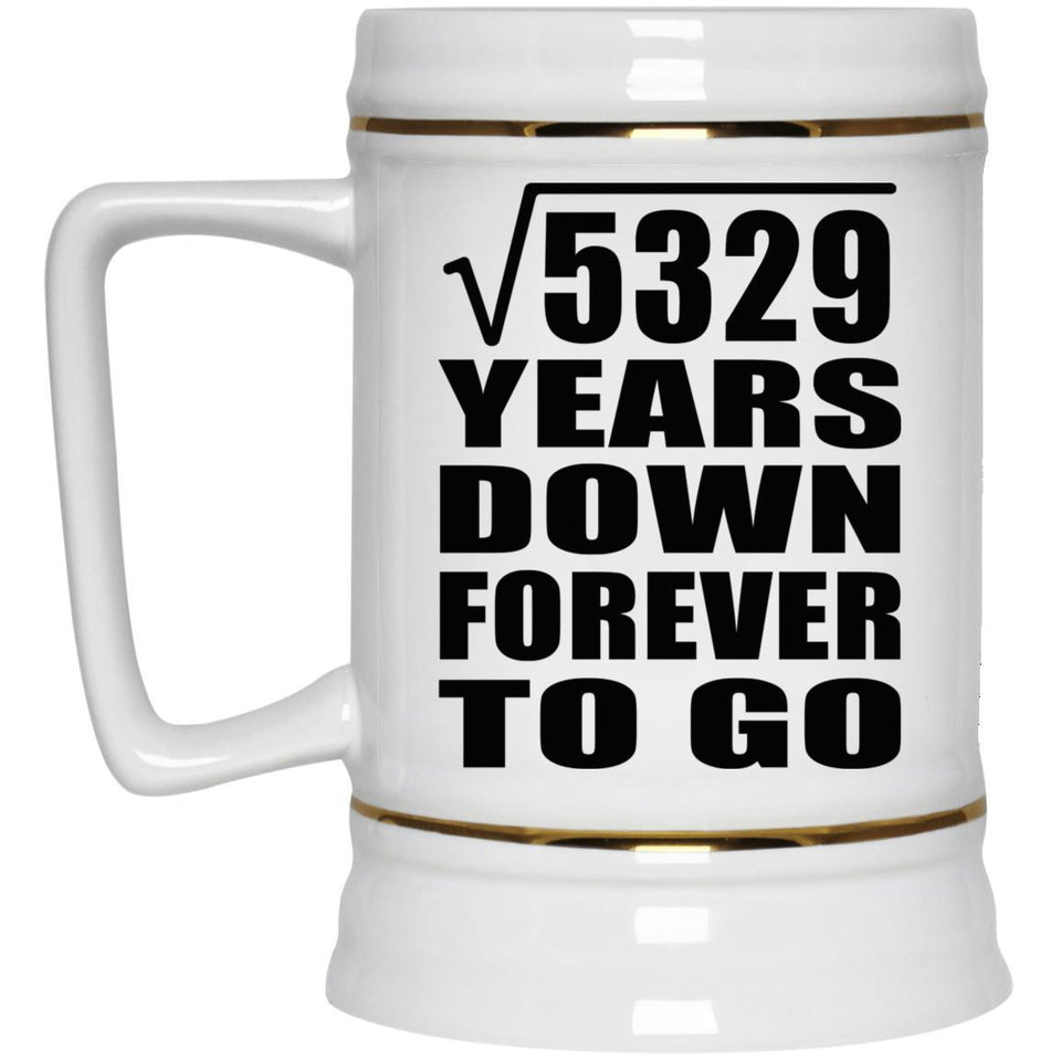 73rd Anniversary Square Root of 5329 Years Down Forever To Go - Beer Stein