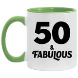 50th Birthday 50 & Fabulous - 11oz Accent Mug Green
