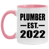 Plumber Established EST. 2022 - 11oz Accent Mug Pink