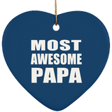 Most Awesome Papa (Grandpa) - Heart Ornament