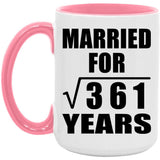 19th Anniversary Married For Square Root of 361 Years - 15oz Accent Mug Pink