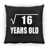 4th Birthday Square Root of 16 Years Old - Throw Pillow Black