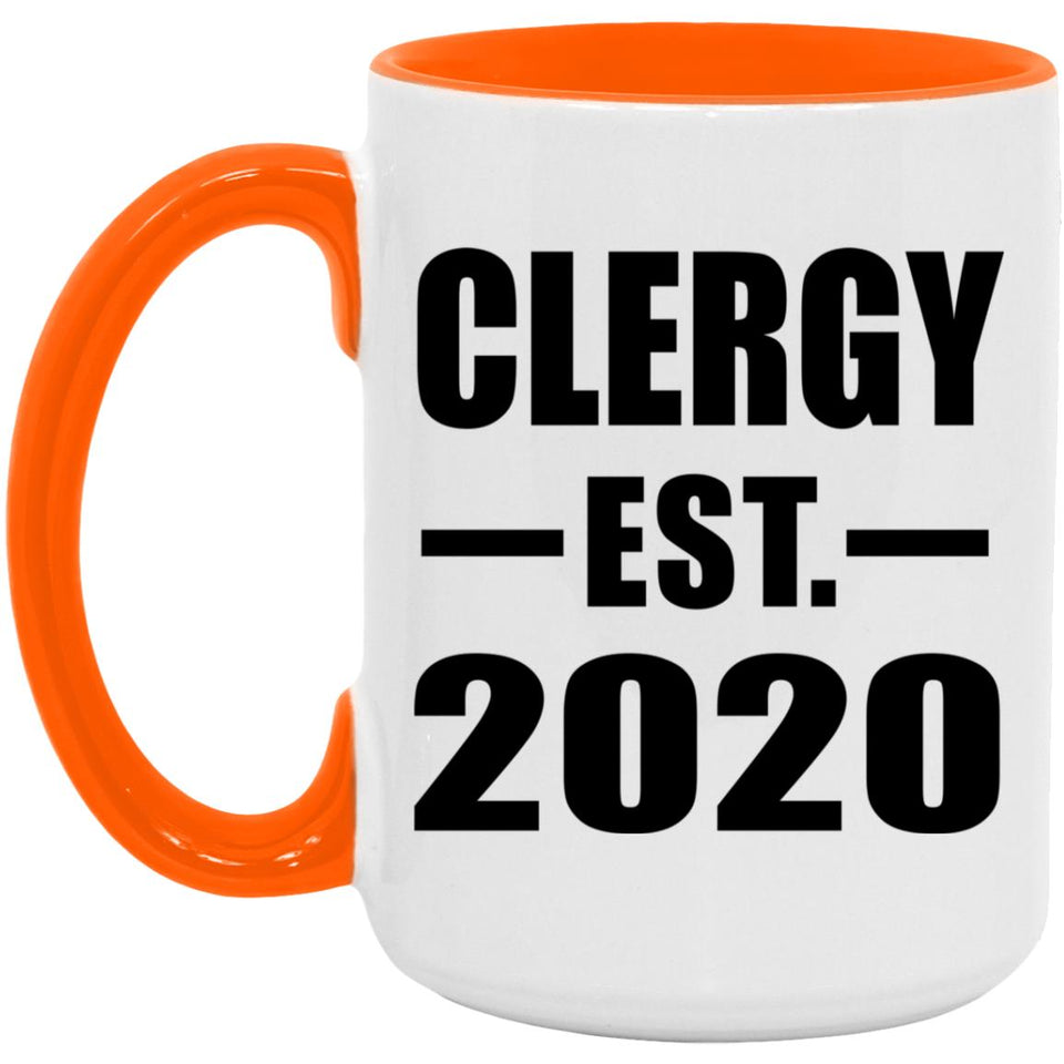 Clergy Established EST. 2020 - 15oz Accent Mug Orange
