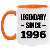 28th Birthday Legendary Since 1996 - 11oz Accent Mug Orange