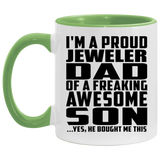 Proud Jeweler Dad Of Awesome Son - 11oz Accent Mug Green