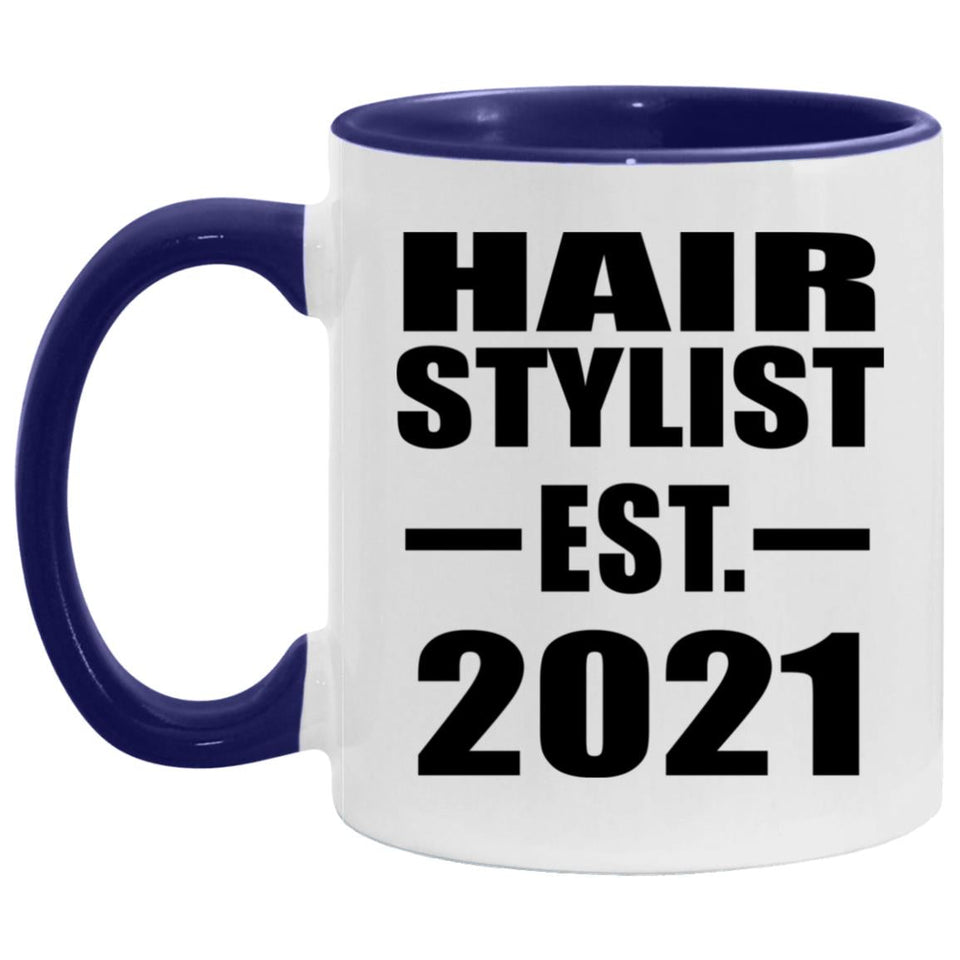 Hair Stylist Established Est. 2021 - 11oz Accent Mug Purple