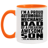 Proud Automobile Mechanic Dad Of Awesome Son - 11oz Accent Mug Orange